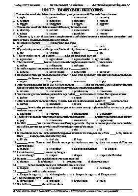 Bài tập Tiếng Anh Khối 12 - Unit 7 Economic reforms